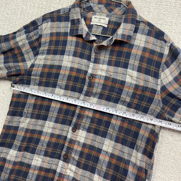 Billabong Shirt Mens M Blue / Brown Plaid Long Sleeve Flannel Core Fit / Stretch - Picture 7 of 14